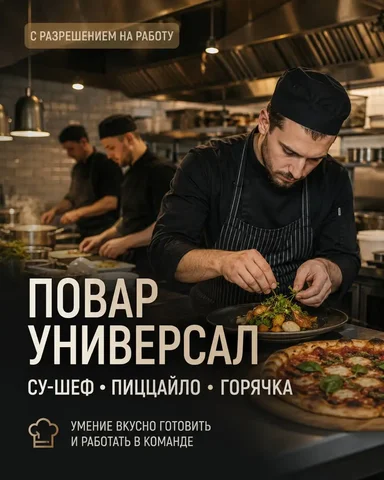 Повар-универсал, су-шеф, пиццайоло, повар горячего цеха - Консьерж в Москва