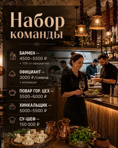 Вакансии в ресторан: бармен, официант, повар, су-шеф - Кассир в Москва