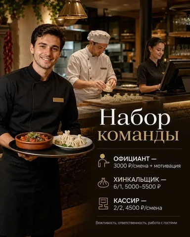 Официант, хинкальщик, кассир в Чакапули - Кассир в Москва