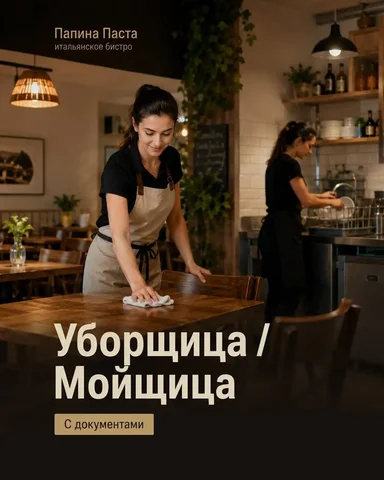 Уборщица-мойщица в ресторан Папина Паста - Кассир в Москва