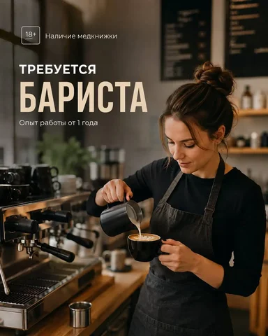 Вакансия бариста в кофейне - частное объявление в Москва