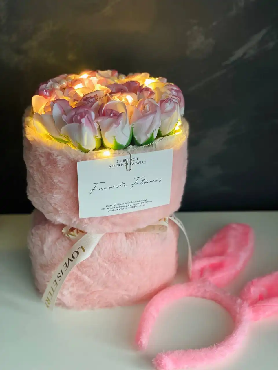 Продам плюшевые букеты с подсветкой и подарочным пакетом