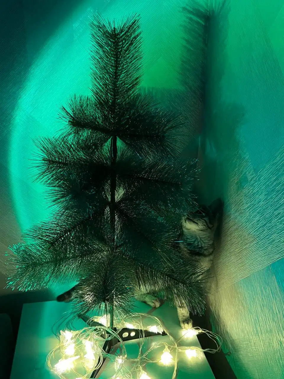 Искусственная елка высотой 60 см с пластиковой подставкой