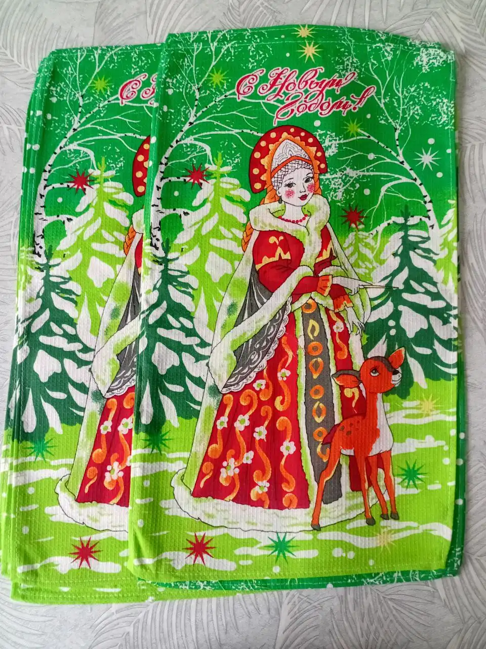 Вафельные полотенца с новогодними рисунками