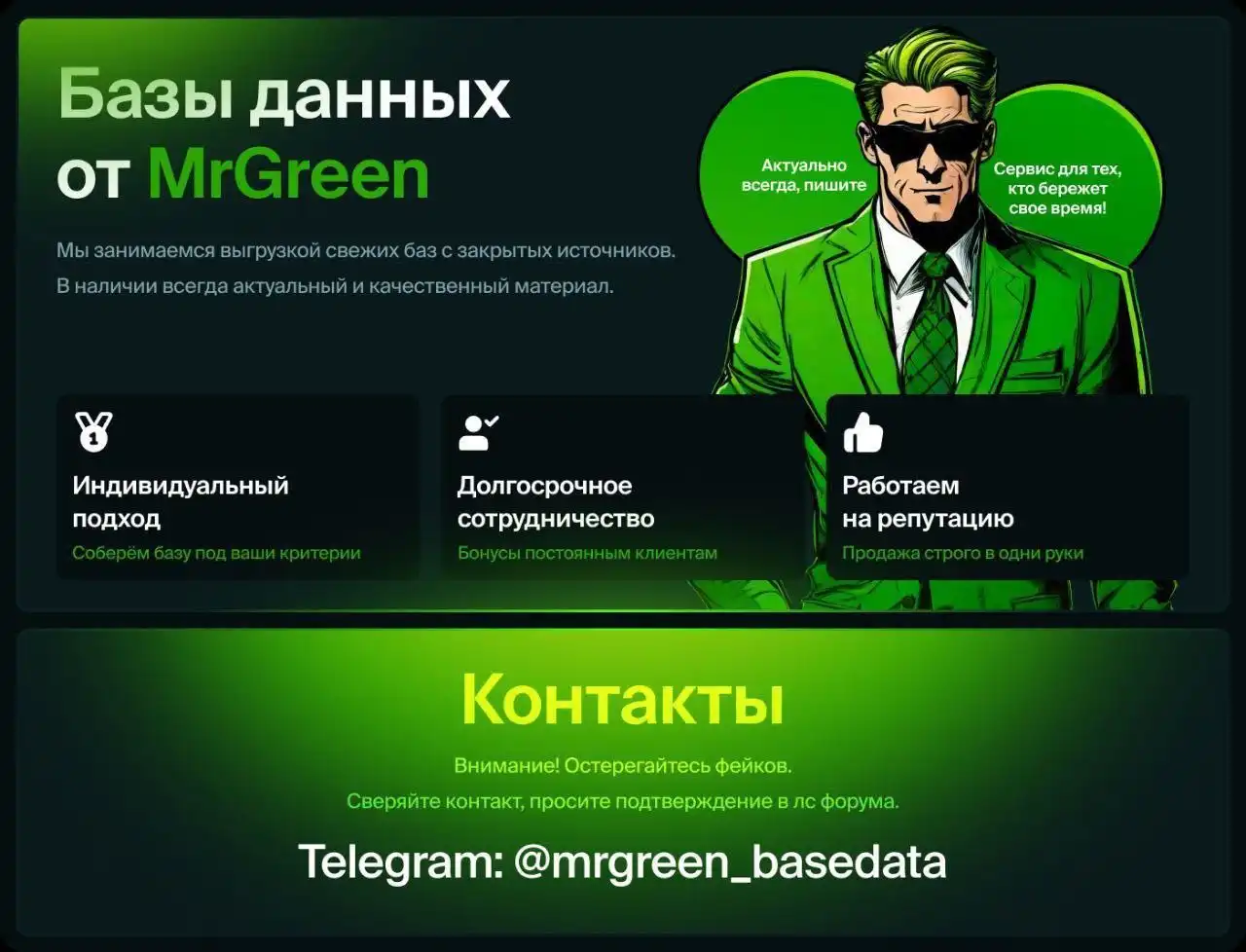 Услуги по организации баз данных Mr Green - IT и программирование (Услуги) в Мытищи