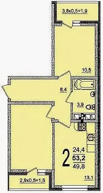 Квартира 2К 53м2 в ЖК Грани Краснодар - Квартиры (Недвижимость) в Краснодар