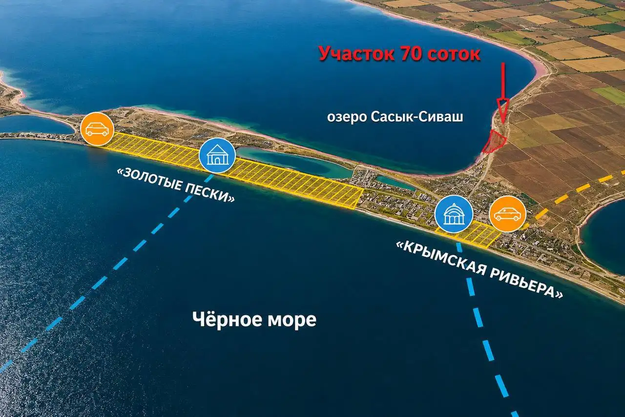 Продажа участка в зоне развития курортного кластера Сиваш - Участки (Недвижимость) в Саки