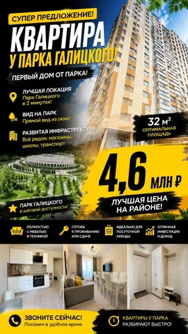 Квартира у парка Галицкого - Недвижимость в Краснодар