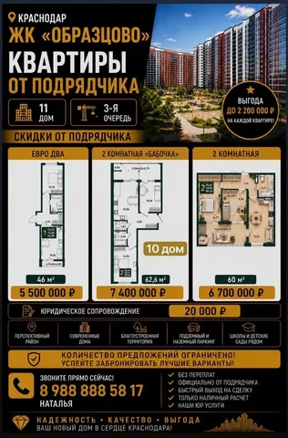 Квартиры в ЖК Образцово от подрядчика - Ипотечное кредитование в Краснодар