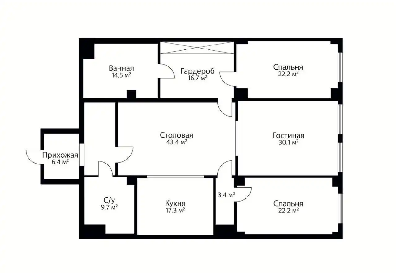 Квартира с 2 спальнями на Новом Арбате, 190.3 м², 12/17 этаж