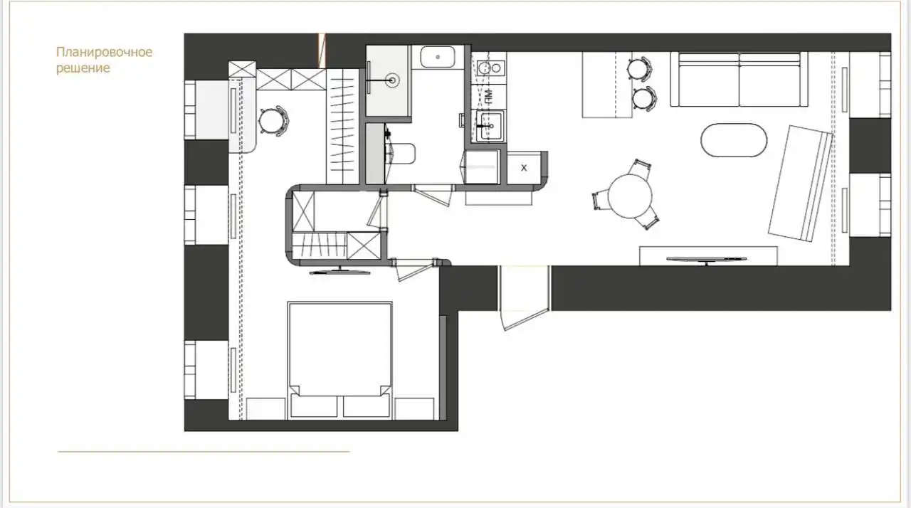 Продается квартира с 1 спальней в Пушкаревом пер.