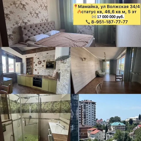 Продажа квартиры 46.6 кв.м. с видом на море в ЖК Рио-де-Мамайка - Недвижимость в Сочи