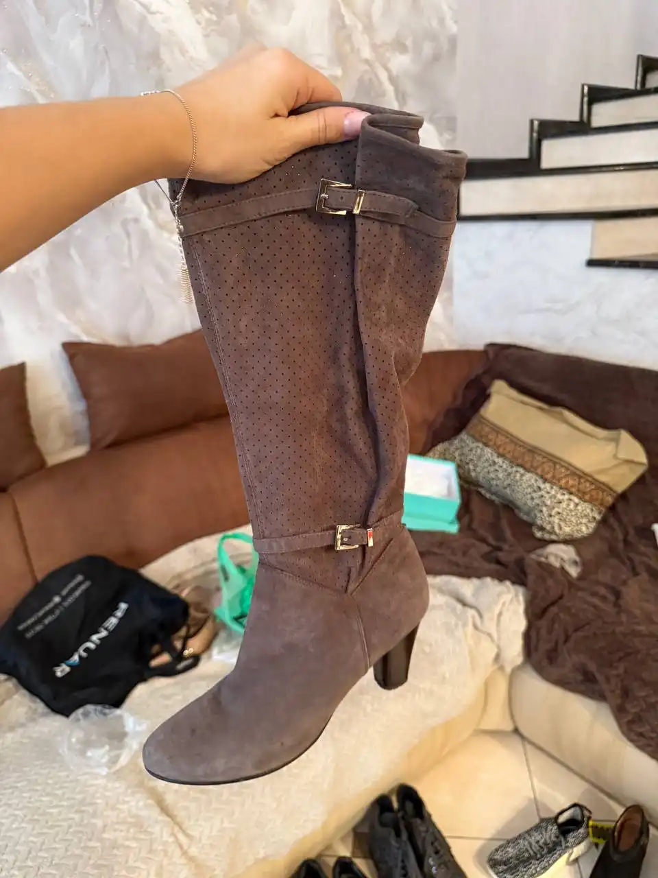 Сапоги из натуральной кожи и замши 38-39 размер - Обувь (Одежда) в Краснодар