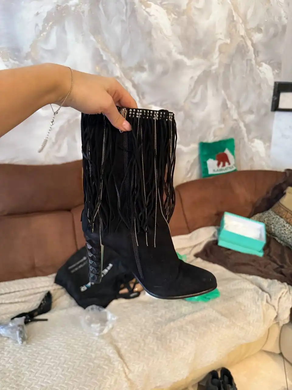 Сапоги из натуральной кожи и замши 38-39 размер - Обувь (Одежда) в Краснодар