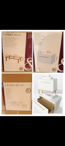 Новый набор для ванной комнаты: каменная раковина, тумба и деревянные ножки - Растения в Краснодар