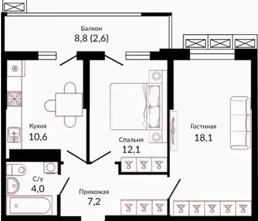 2-комнатная квартира на Ближнем Западном обходе - Квартиры (Недвижимость) в Краснодар