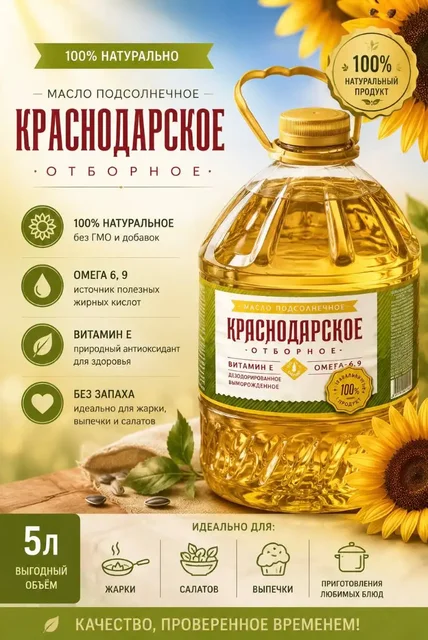 Подсолнечное масло «Краснодарское» 5 л - частное объявление в Краснодар