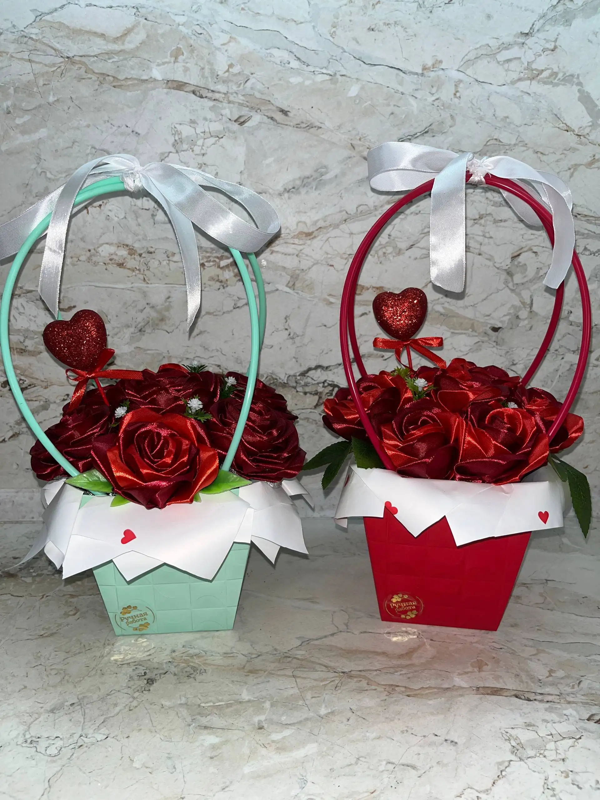 Букеты из атласных лент ручной работы на День влюбленных - Рукоделие (Хобби и отдых) в Сургут