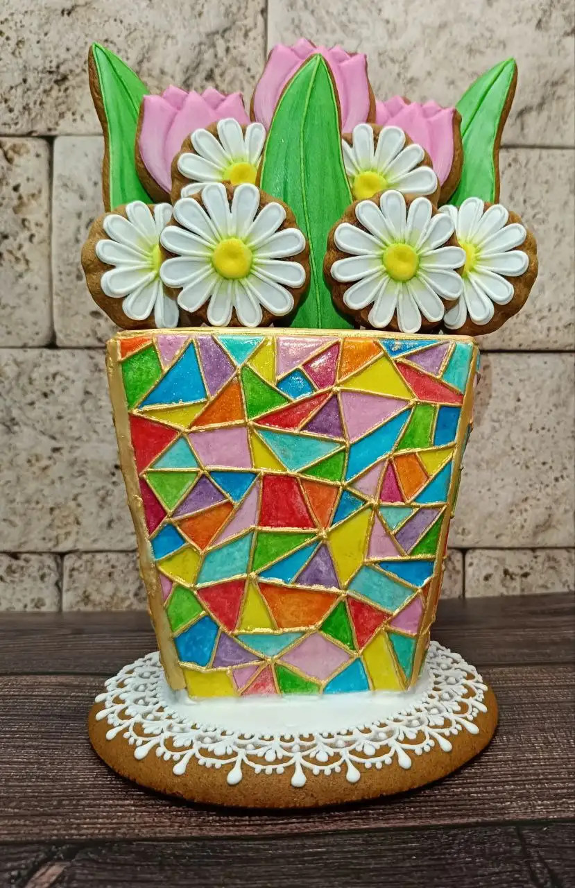 Имбирно-медовая пряничная 3D ваза с цветочками - Ручная работа (Хобби и отдых) в Сургут