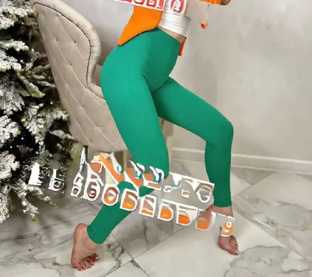 Зеленые и голубые лосины из хлопка/вискозы, размер 42/44 - Лосины в Сургут