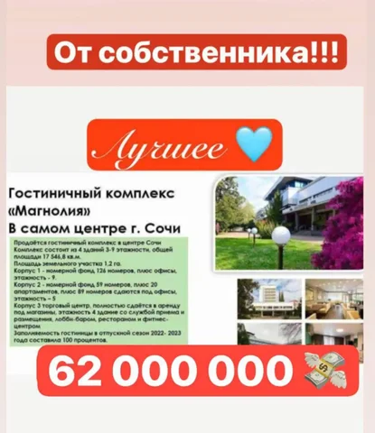 Продажа гостиничного комплекса Сочи-Магнолия - Недвижимость в Сочи