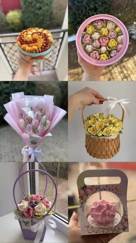 Цветы из зефира на 8 марта - Обучение массажу в Краснодар