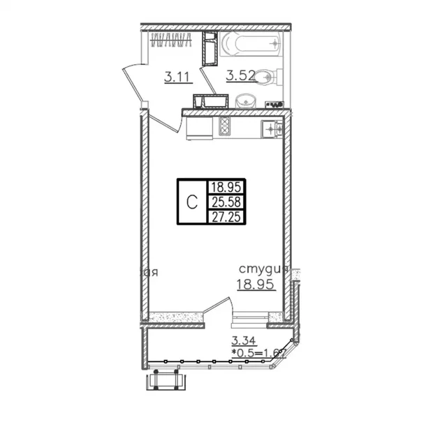 Студия 27 м2 в ЖК Ural, Карасунский округ - Недвижимость в Краснодар