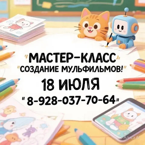Мастер-класс по анимации для детей - частное объявление в Краснодар