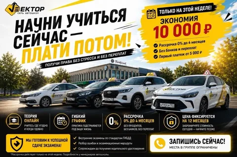 Обучение вождению со скидкой от Вектор - Изготовление и установка жалюзи в Краснодар