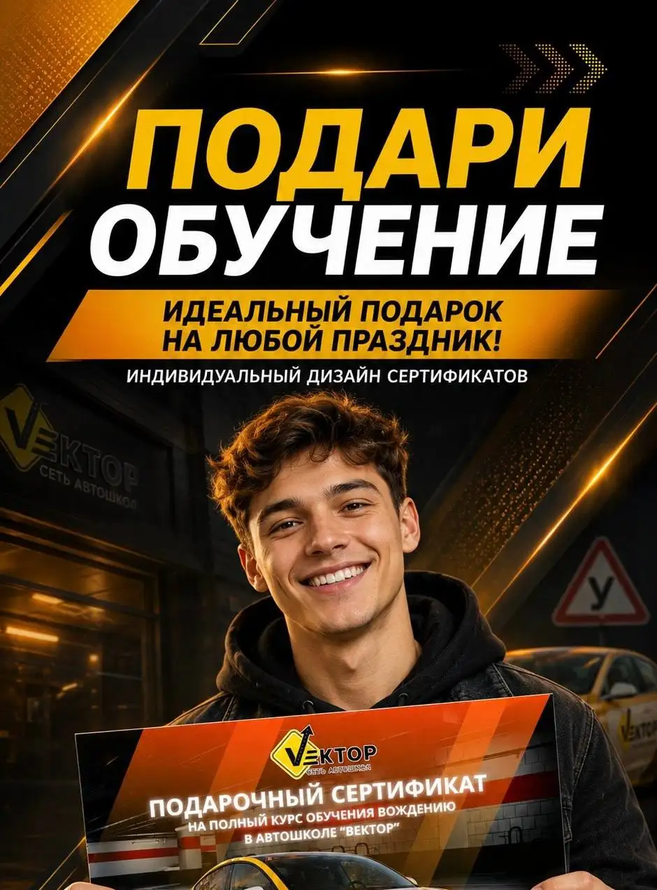 Сертификат на обучение в автошколе ВЕКТОР - Услуги в Краснодар