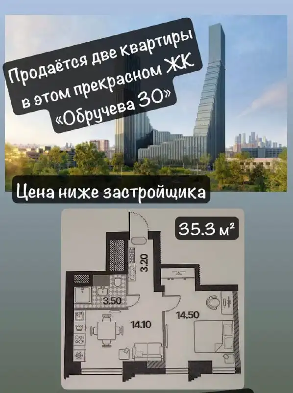 Продажа по переуступке двух квартир в ЖК Обручева 30 в Москве - Квартиры (Недвижимость) в Москва