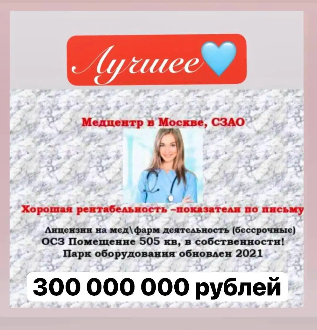 Продажа медицинского центра в Москве с помещением в собственности - Медицинский бизнес (Готовый бизнес и оборудование) в Москва