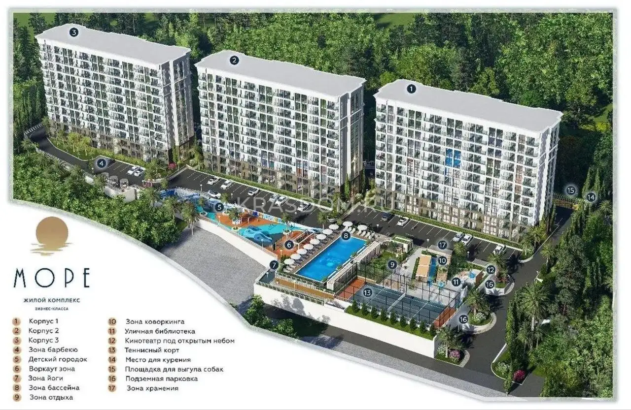 Угловая квартира с видом на бассейн в ЖК «Море», Сочи - Квартиры (Недвижимость) в Сочи