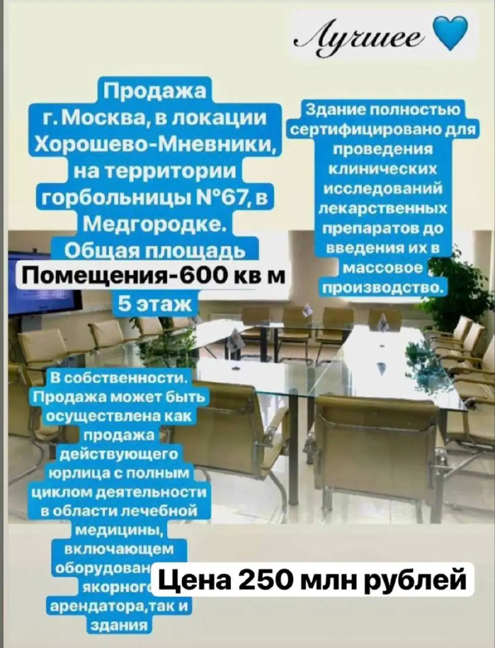 Продажа медицинского помещения в Москве, Хорошево-Мневники - Коммерческая недвижимость (Недвижимость) в Москва