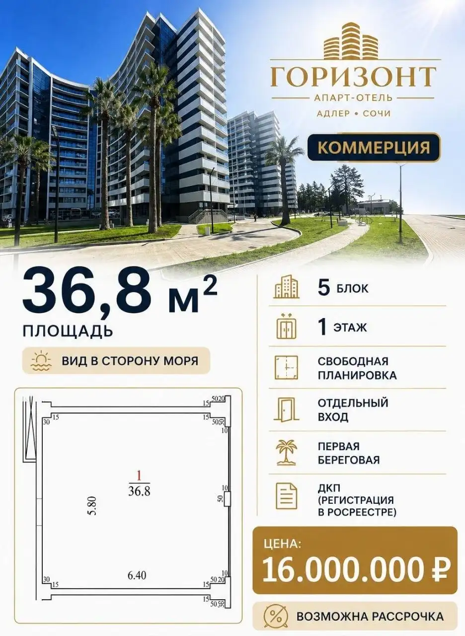 Продажа апартаментов в Апарт-Отеле Горизонт, Сочи - Квартиры (Недвижимость) в Сочи