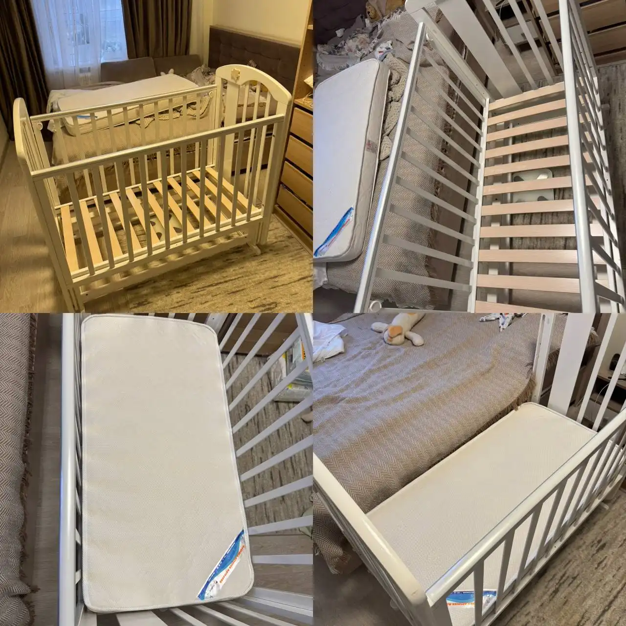 Продажа детской кроватки из массива березы с ортопедическим матрасом