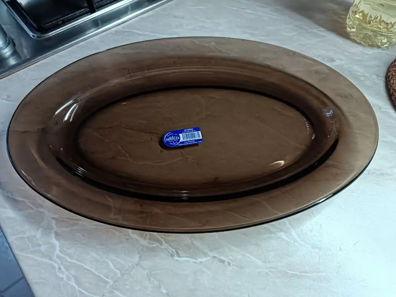 Овальное блюдо Duralex Plat Ovale 36х23см дымчатое