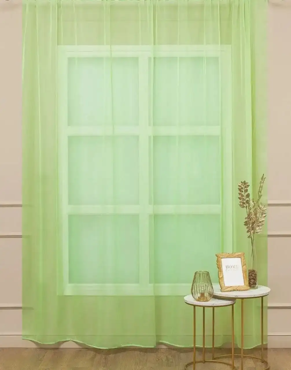 Тюль новая, 2 шт., светло-салатовый - Барахолка в Павлино