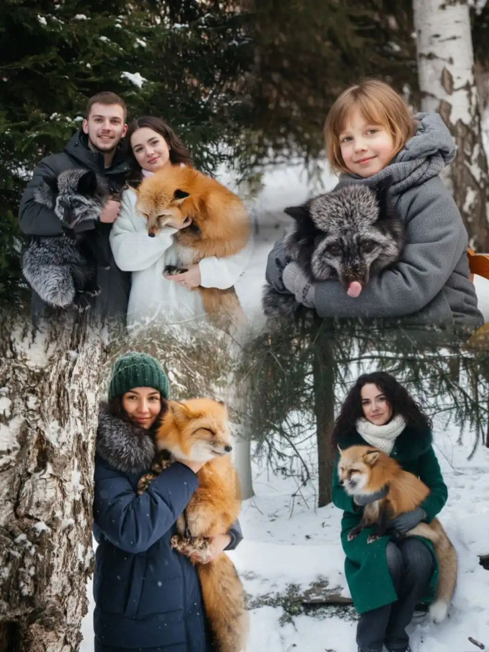 Фотосессия семейная в парке с лисичками Евой и Златой