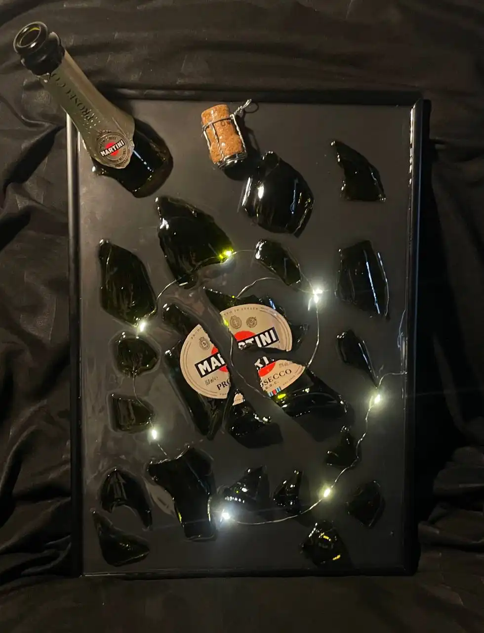 Картины ручной работы с подсветкой из бутылок алкоголя