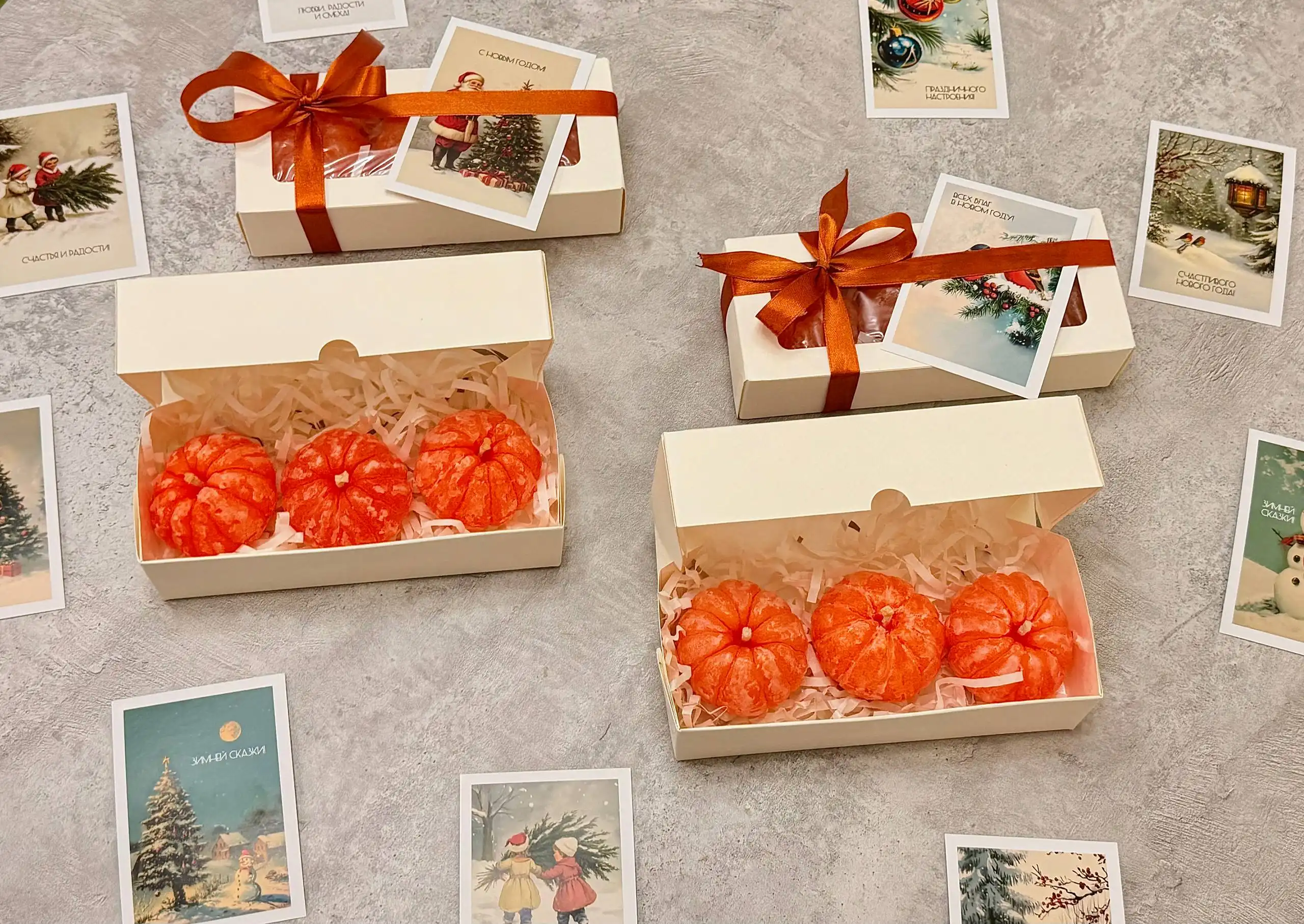 Свечи-мандаринки ручной работы с ароматом мандарина и корицы