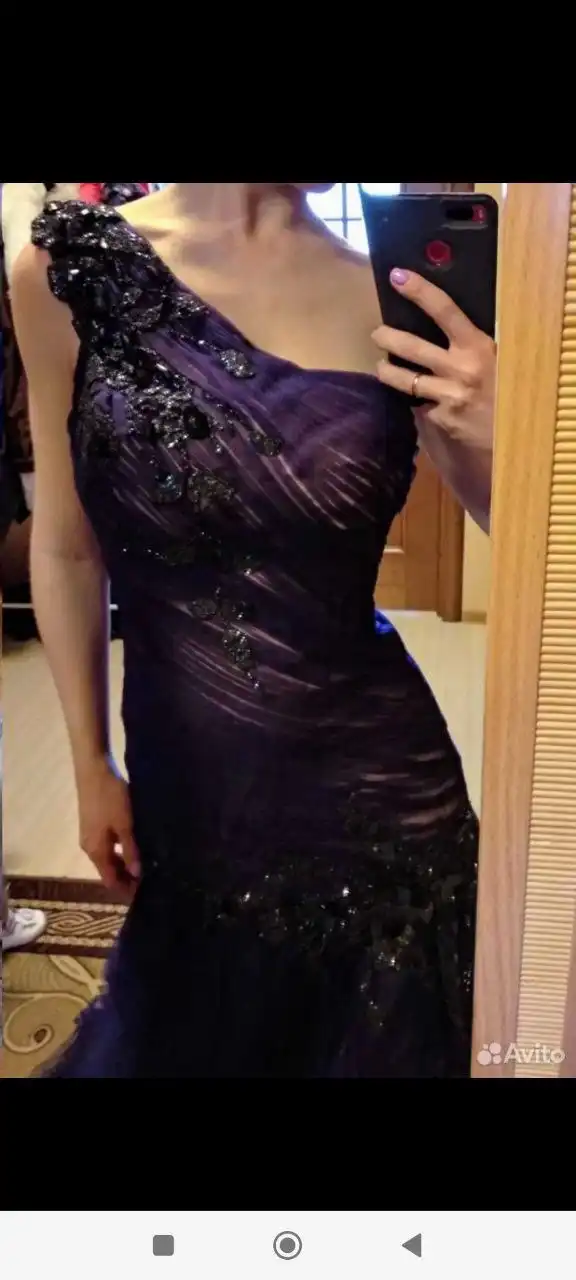 Шикарное вечернее платье To be bride сине-фиолетового цвета