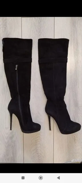 Женские сапоги ботфорты из натуральной замши - Одежда в Москва