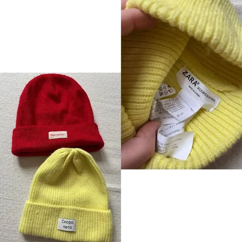 Продажа шапок Zara: красная б/у и желтая новая - Верхняя одежда, обувь, аксессуары в Москва
