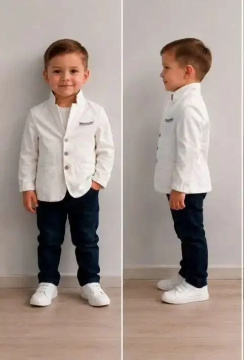 Белый хлопковый пиджак детский, размер 4-5 лет - Одежда (Товары для детей) в Москва