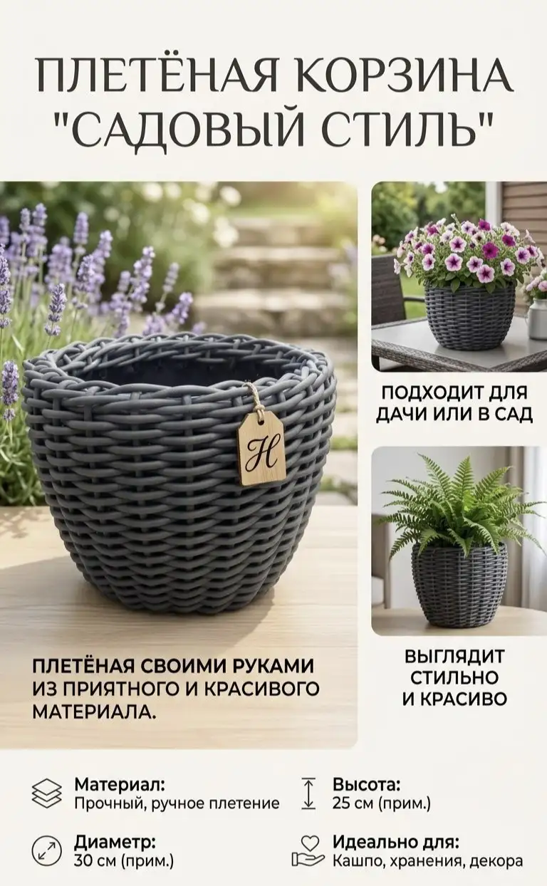 Ротанговая корзина графит 12Л - Барахолка в Москва