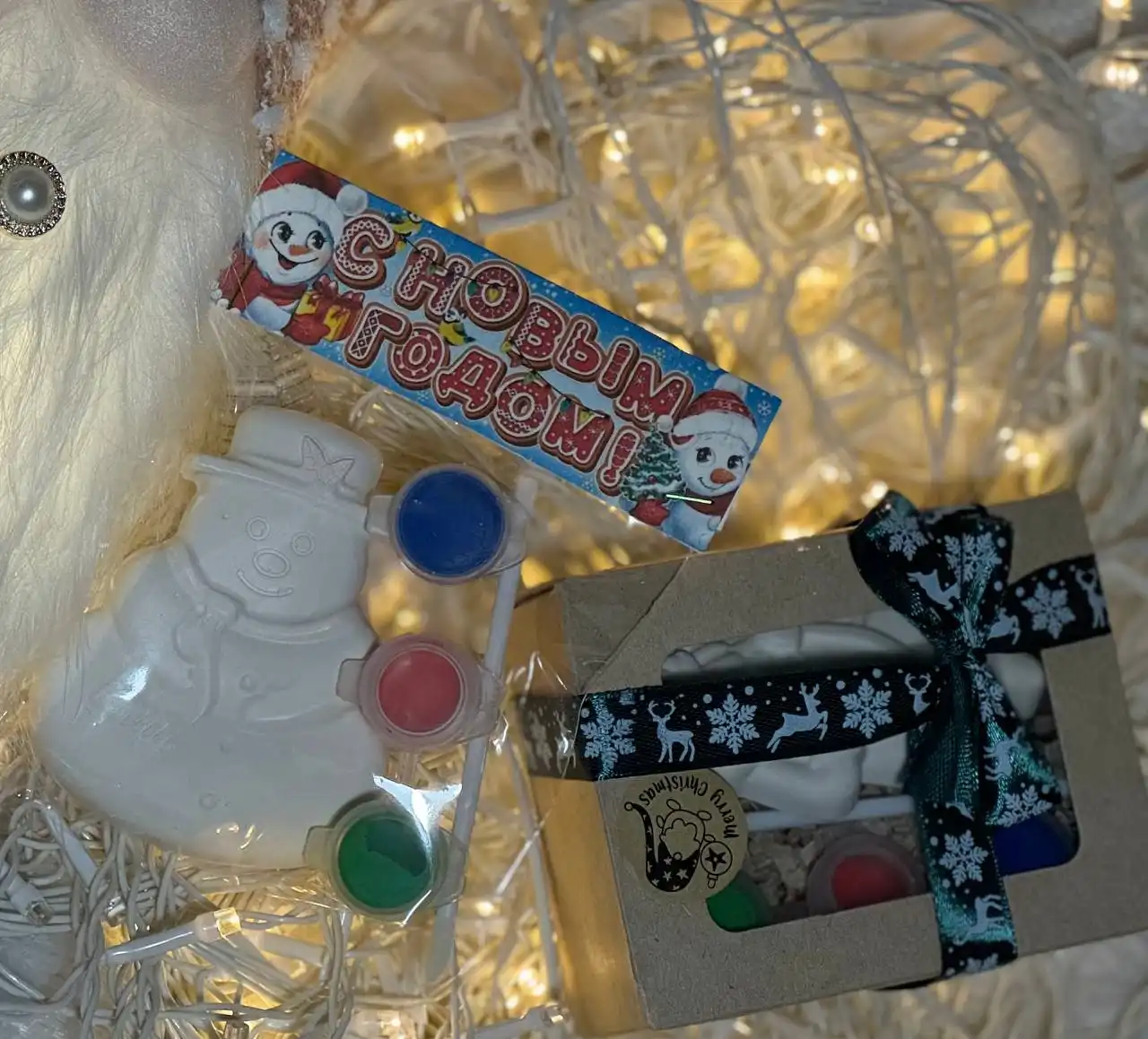 Наборы для раскрашивания с гипсовой фигуркой новогодней тематики