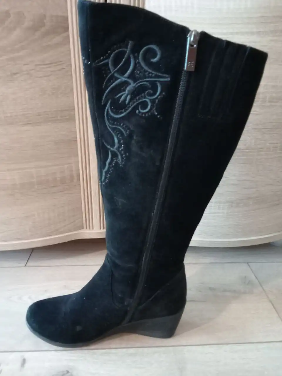 Ботинки широкие голяшка замша Европа