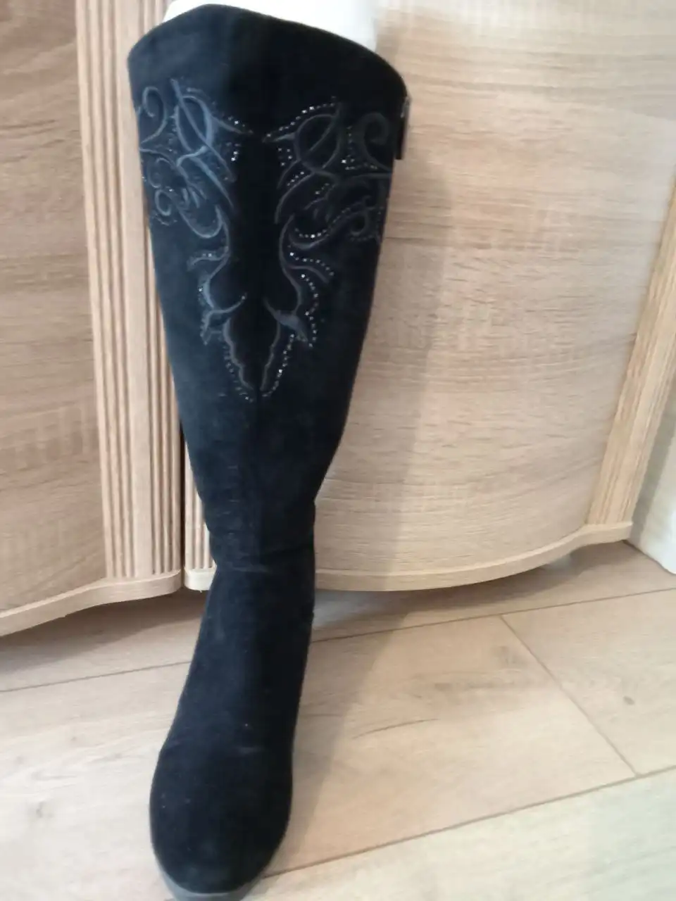 Ботинки широкие голяшка замша Европа