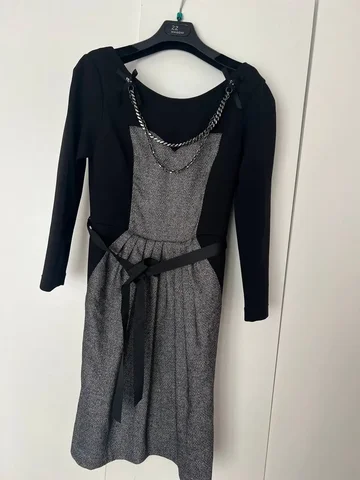 Черно-серое платье с карманами и съемной цепочкой - Джемперы в Люберцы